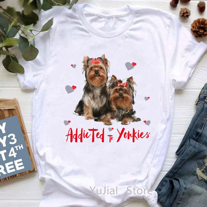 I Love My Yorkies Animal Print Tshirt Women'S Clothing