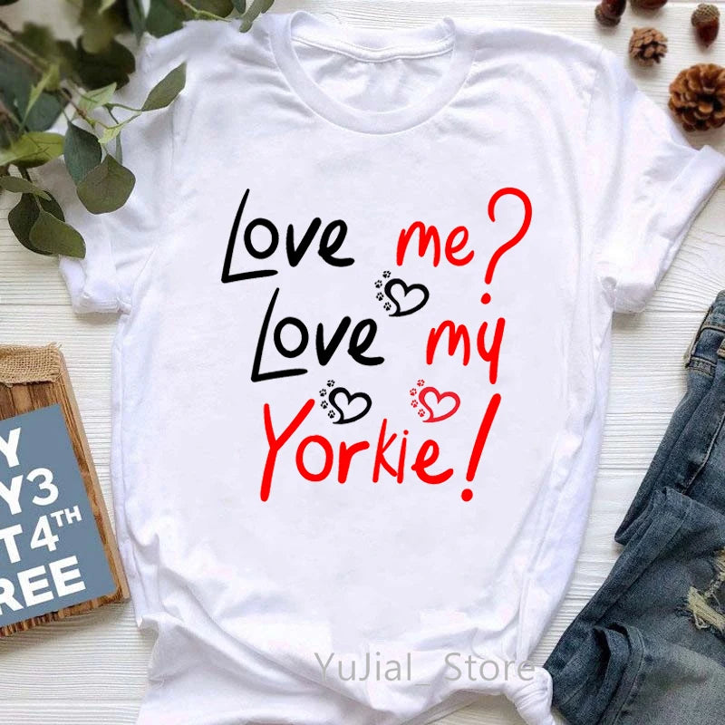 I Love My Yorkies Animal Print Tshirt Women'S Clothing