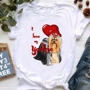 I Love My Yorkies Animal Print Tshirt Women'S Clothing