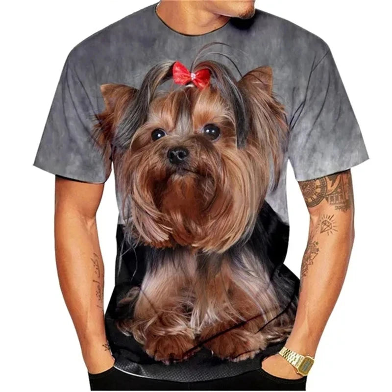 Yorkshire Terrier Pet Dog 3D Print  Streetwear T-Shirts