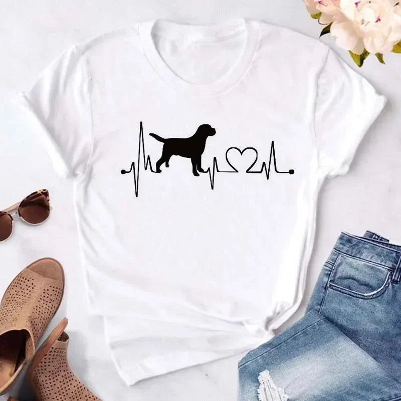 Y2k Dogs Paws Mom Print T-Shirt