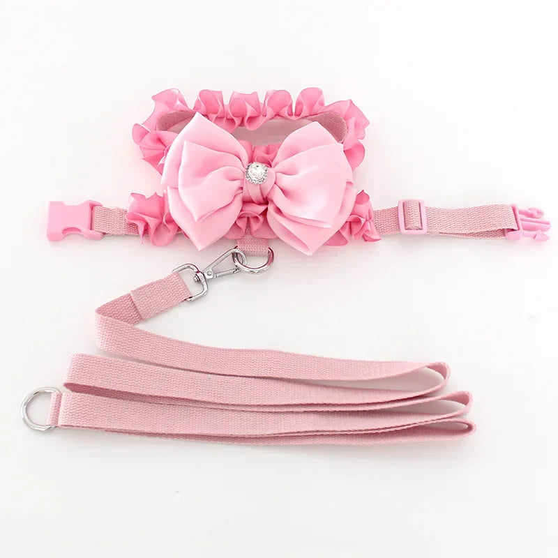 Yorkshire Pink Bow Harness Rope Set