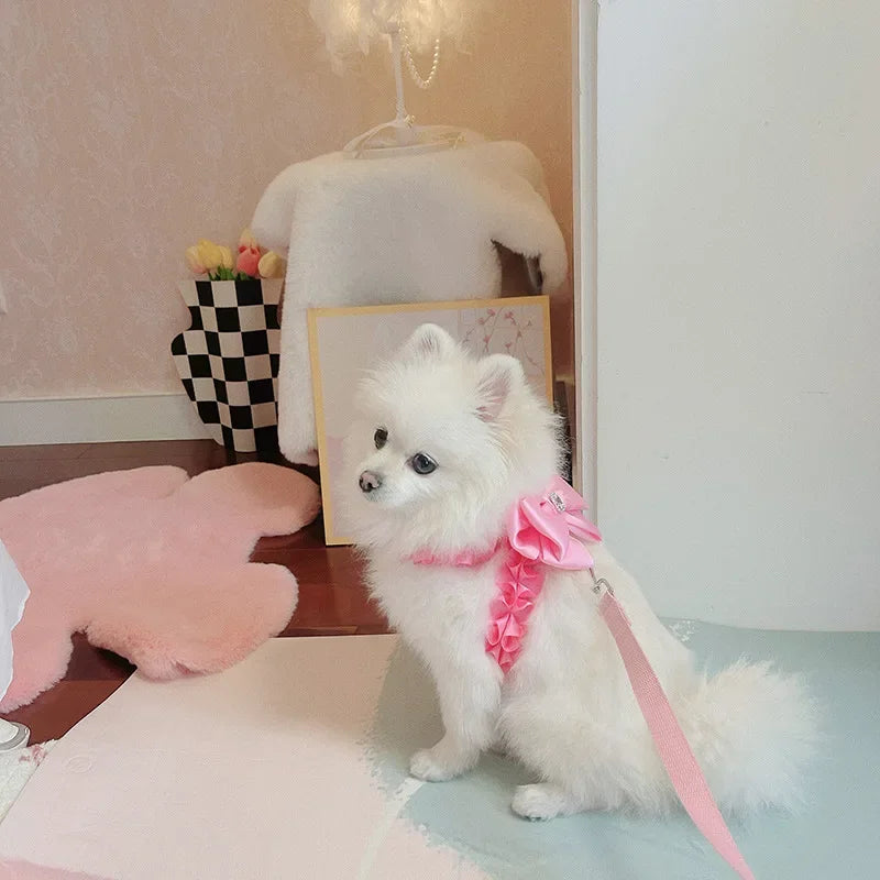 Yorkshire Pink Bow Harness Rope Set