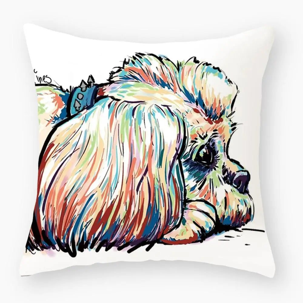 Cute Dog Yorkie Sofa Pillowcase