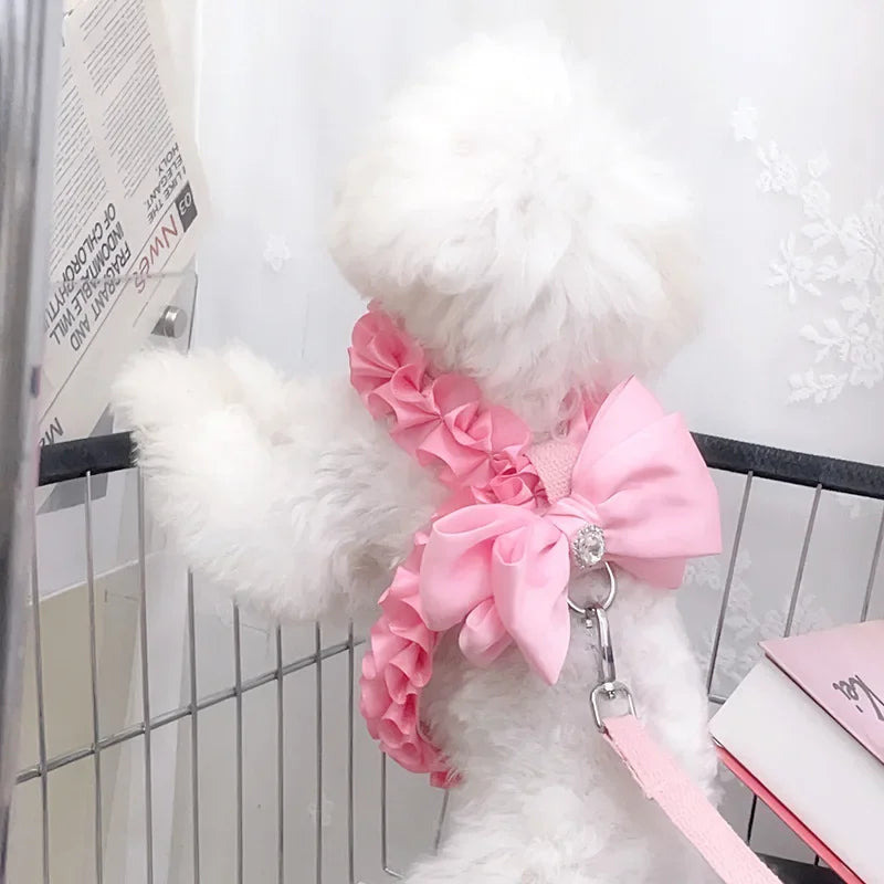Yorkshire Pink Bow Harness Rope Set