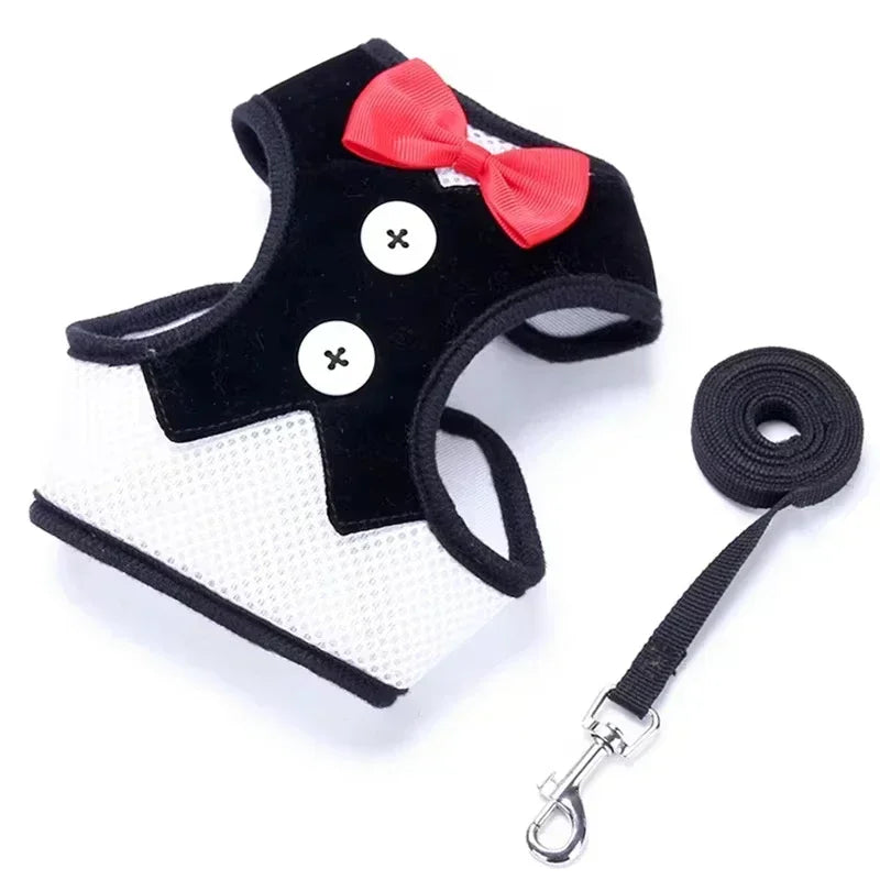 Bowtie Pet Harness Vest with Leash