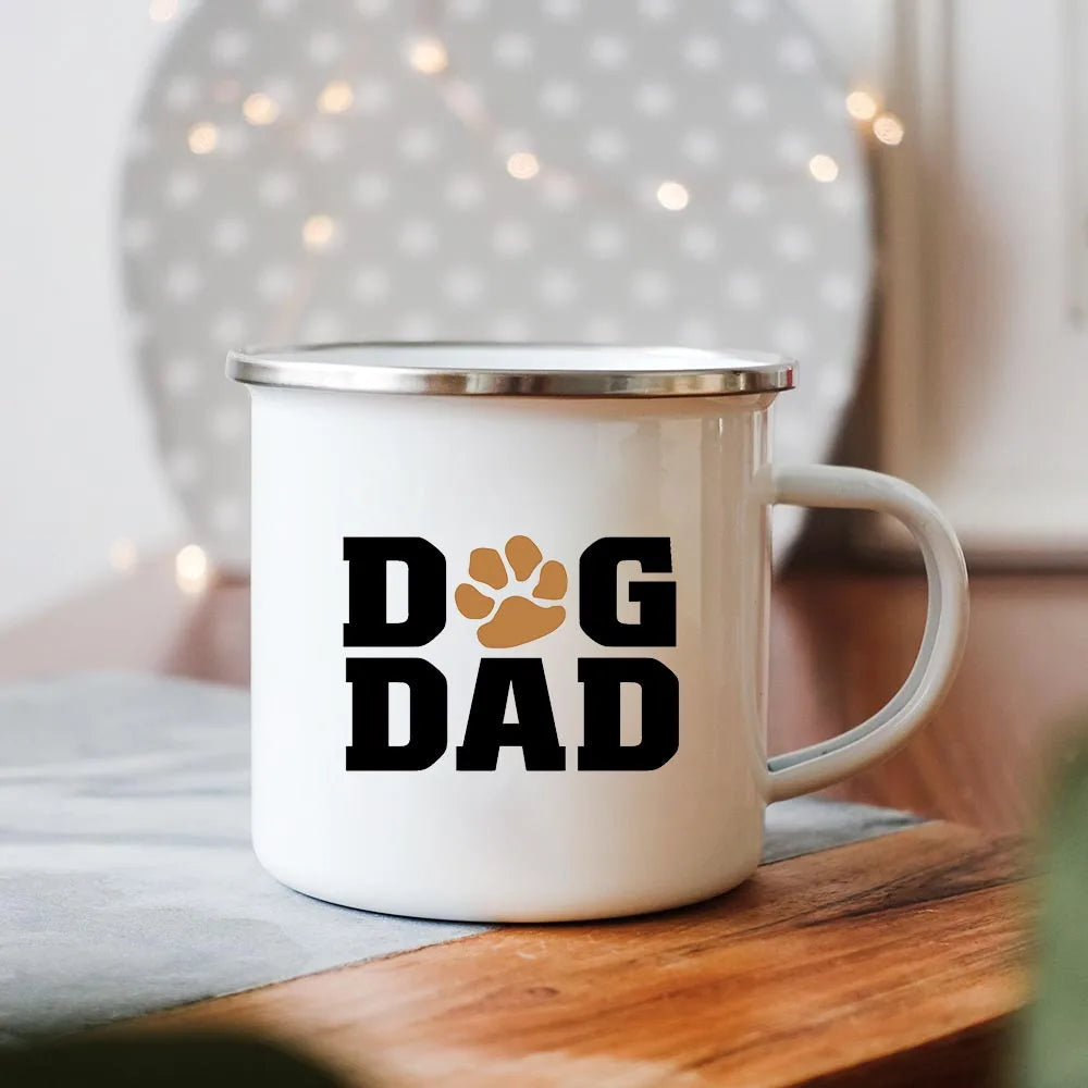 Dog Mom/Dad Print Creative Enamel Handle Mugs