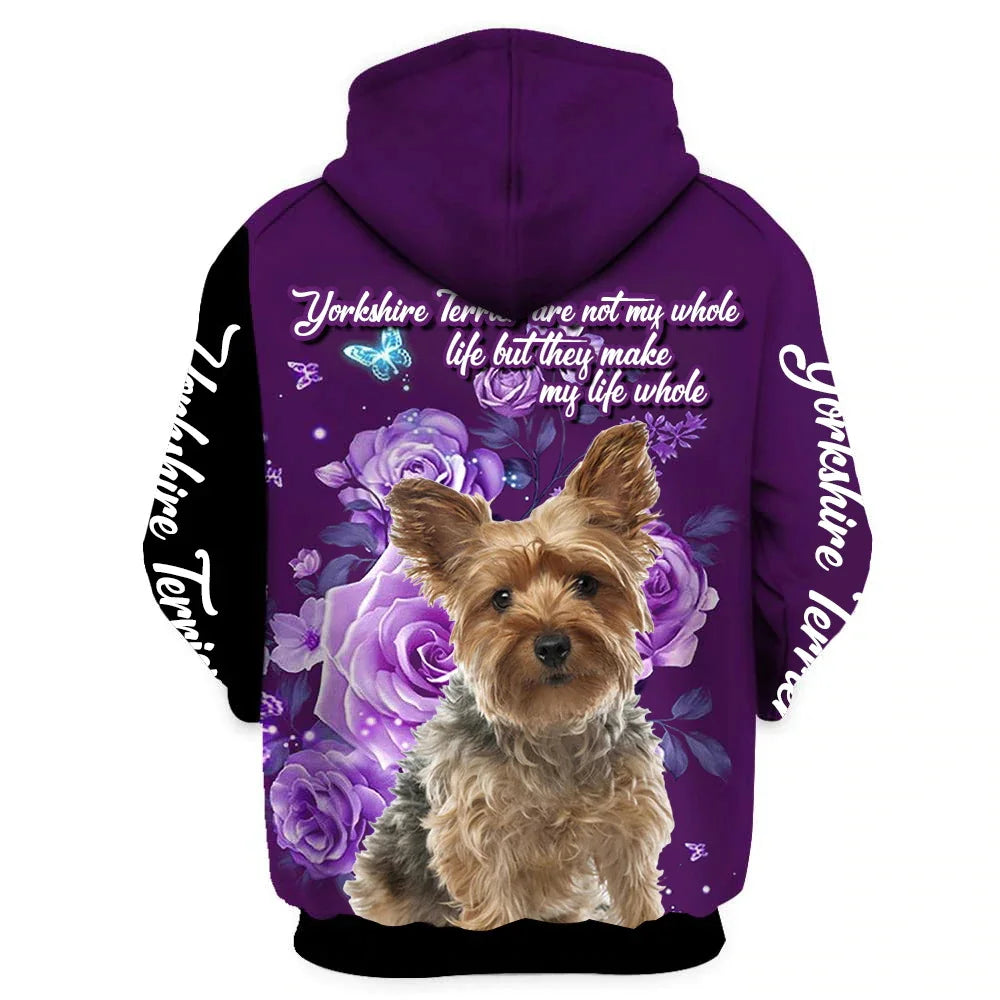 Fashion Animals Zip Hoodies Yorkshire Terrier