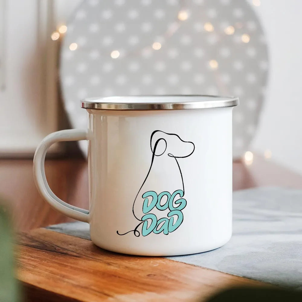 Dog Mom/Dad Print Creative Enamel Handle Mugs