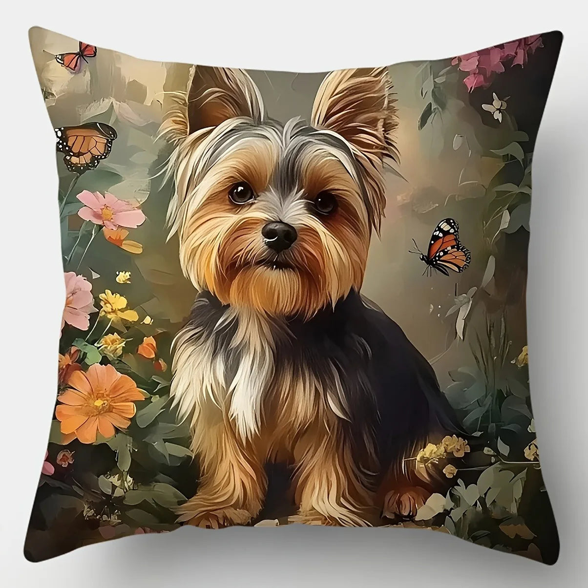 Yorkshire Terrier in Floral Garden Pillowcases