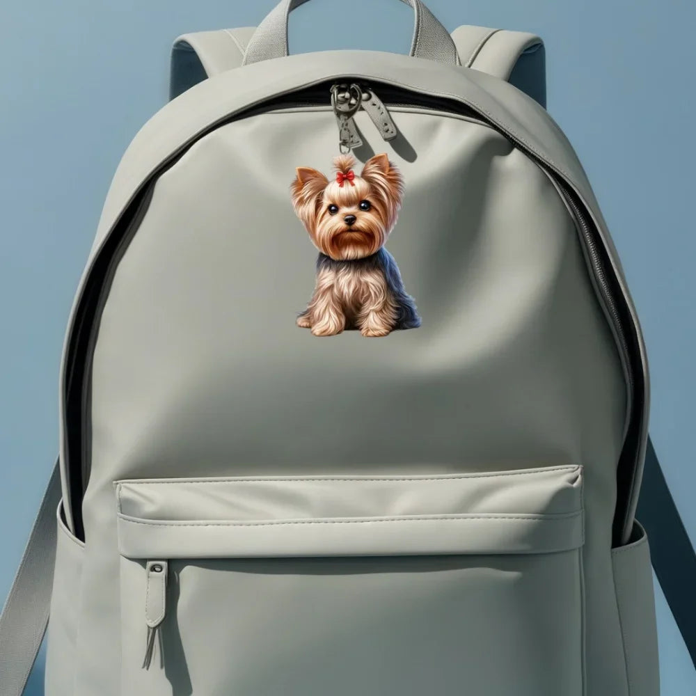 Cute Yorkshire Terrier with Bow Tie Pendant Keychain