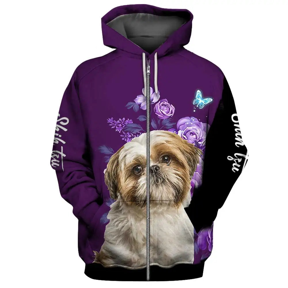 Fashion Animals Zip Hoodies Yorkshire Terrier