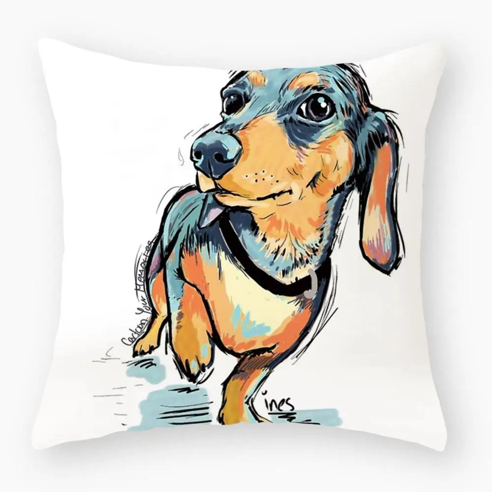 Cute Dog Yorkie Sofa Pillowcase