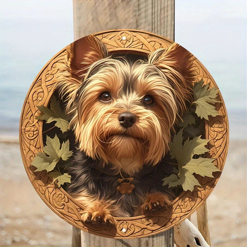 1pc Durable Wooden Pet Waterproof Yorkie Dog Art