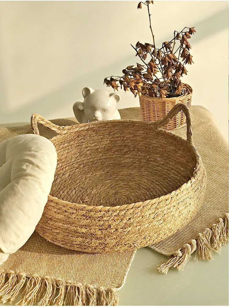 Rattan Weaving Pet Bed With Cushion