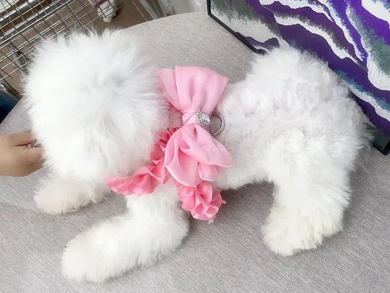 Yorkshire Pink Bow Harness Rope Set