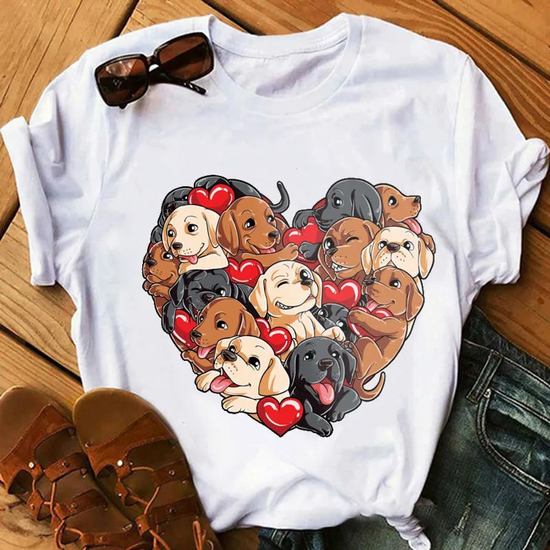 New Dog Animal Print T-shirt for Women