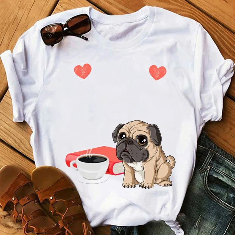 New Dog Animal Print T-shirt for Women