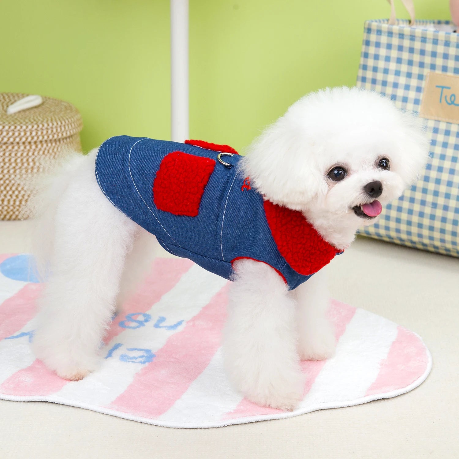 Denim Yorkie Pet Dog Jacket Winter Warm Dog Clothes