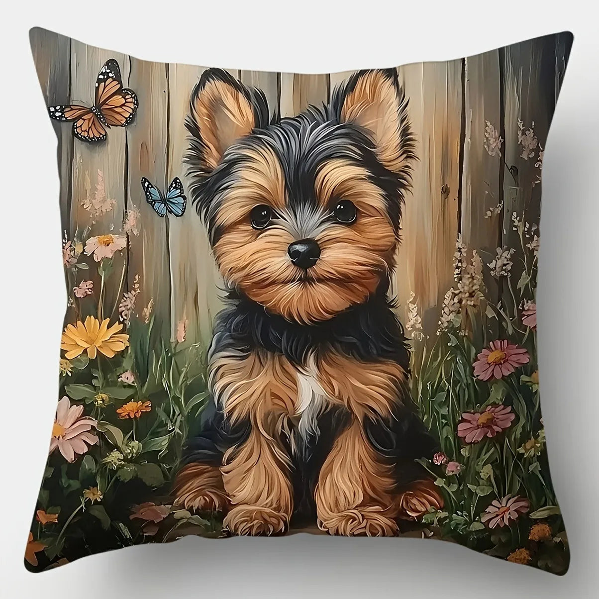 Yorkshire Terrier in Floral Garden Pillowcases