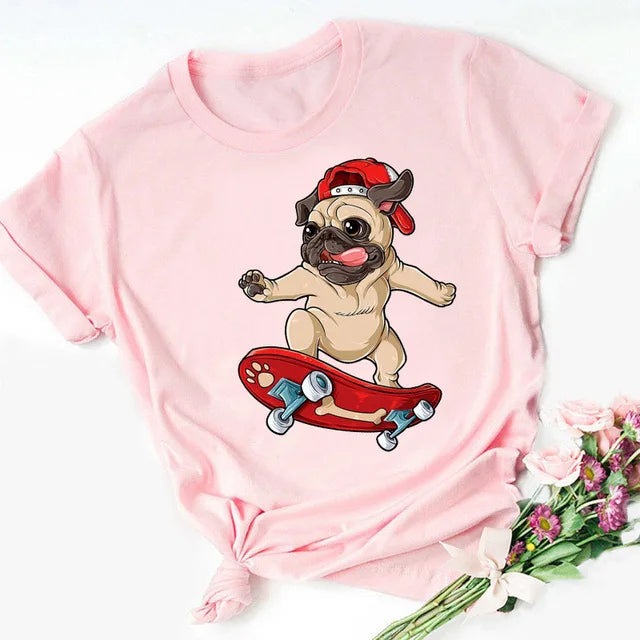 New Dog Animal Print T-shirt for Women