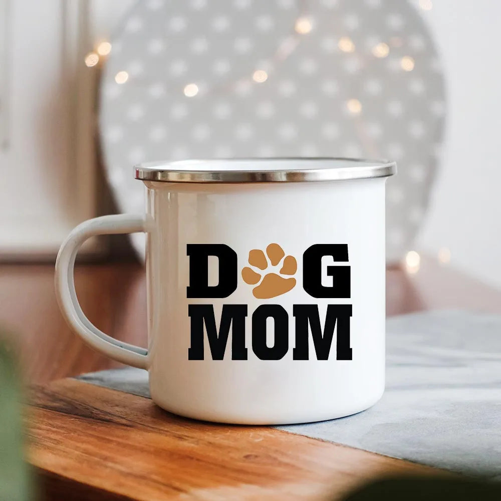 Dog Mom/Dad Print Creative Enamel Handle Mugs