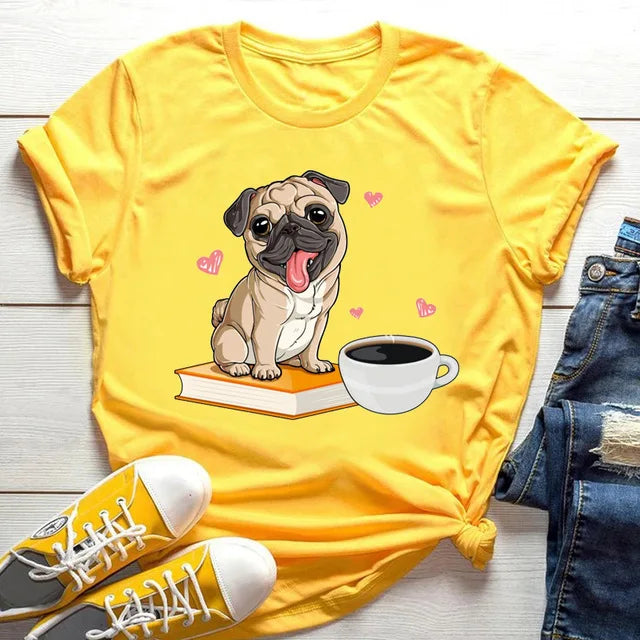 New Dog Animal Print T-shirt for Women