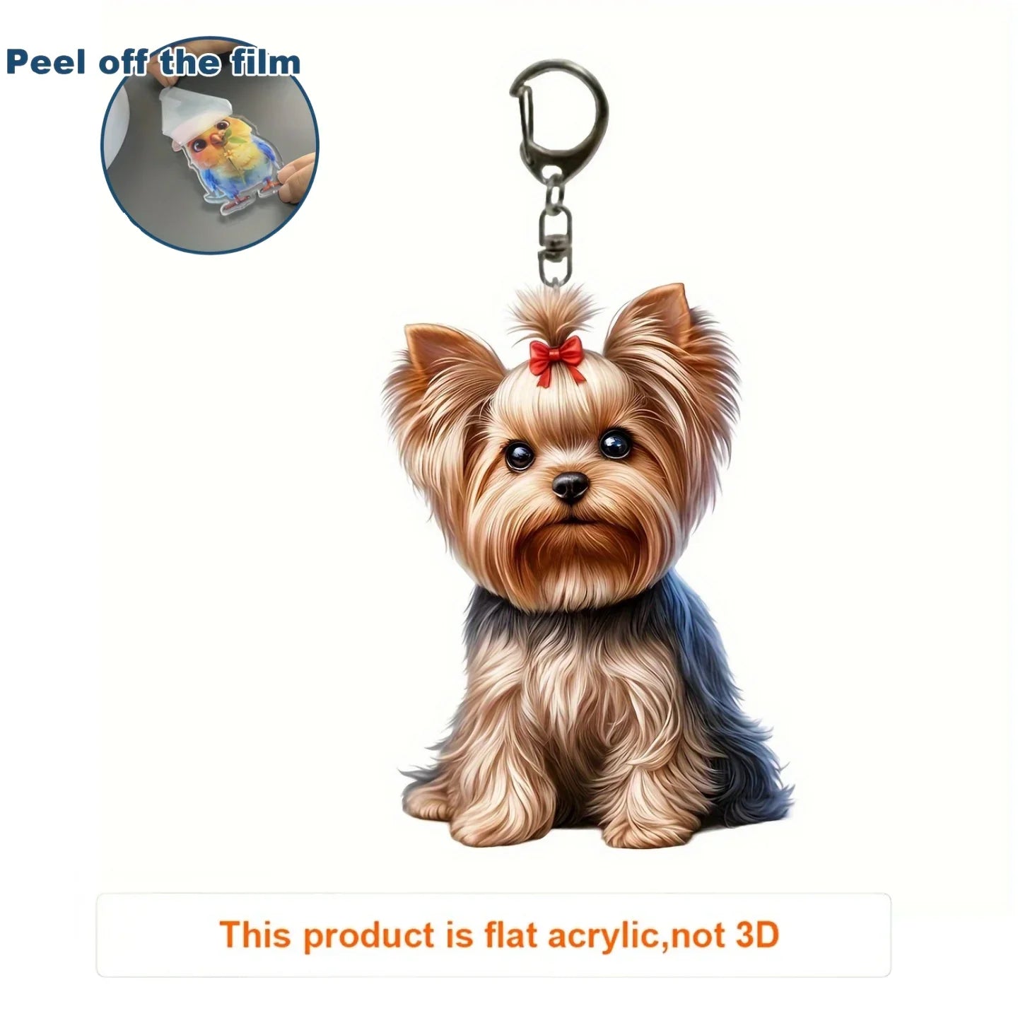 Cute Yorkshire Terrier with Bow Tie Pendant Keychain