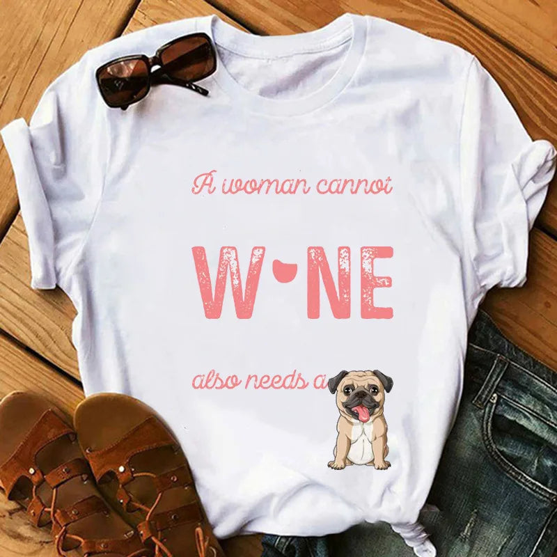 New Dog Animal Print T-shirt for Women