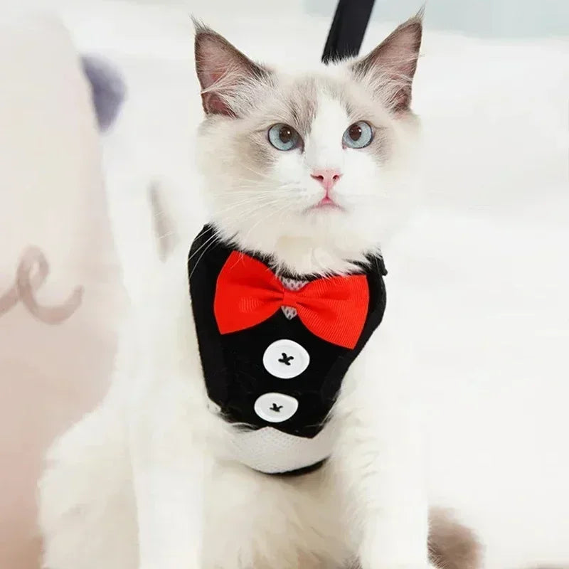 Bowtie Pet Harness Vest with Leash