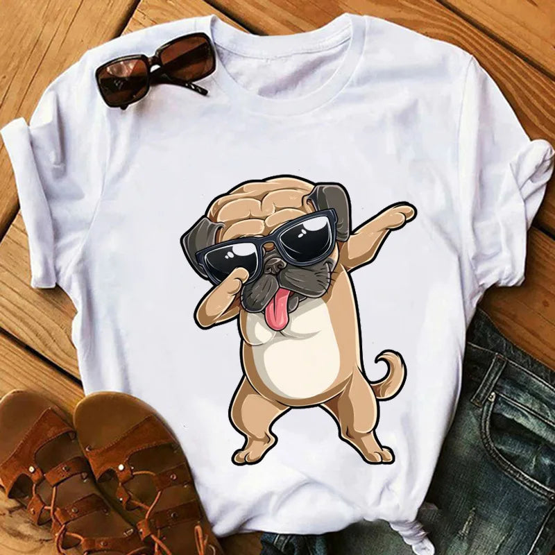 New Dog Animal Print T-shirt for Women