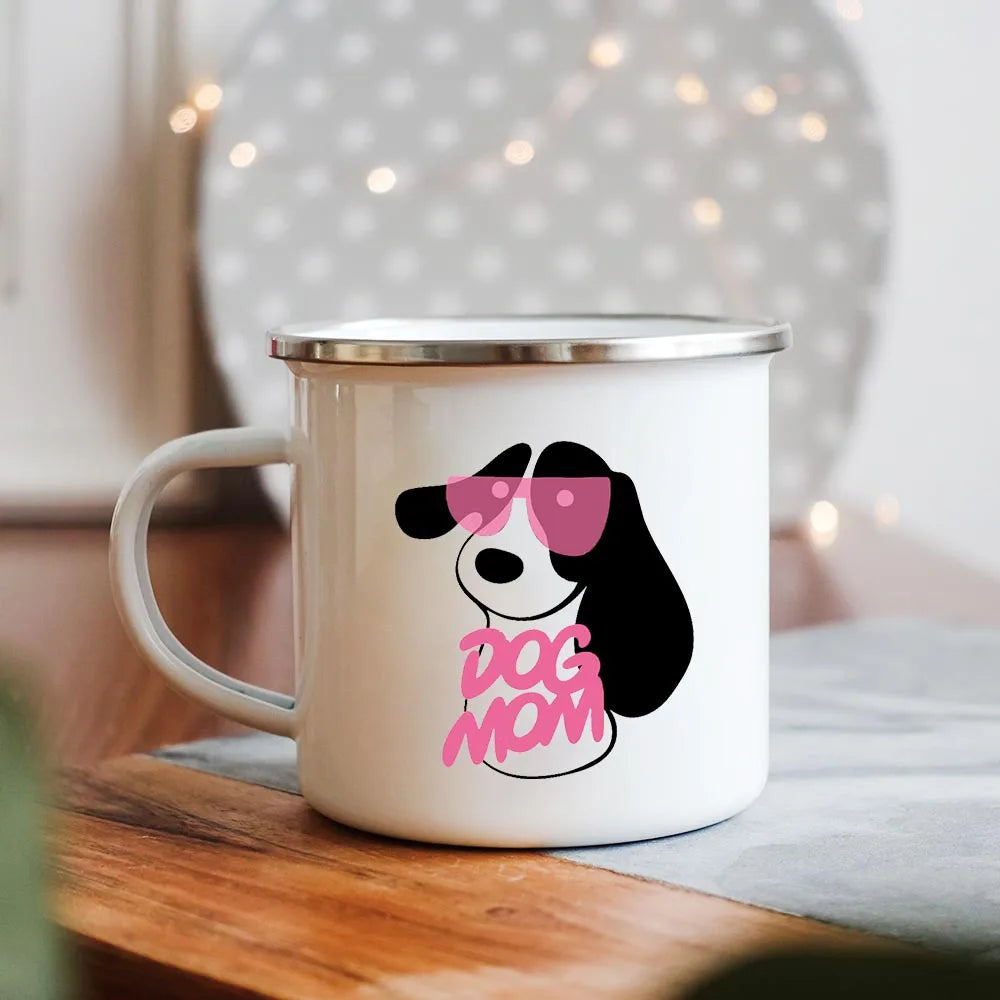 Dog Mom/Dad Print Creative Enamel Handle Mugs
