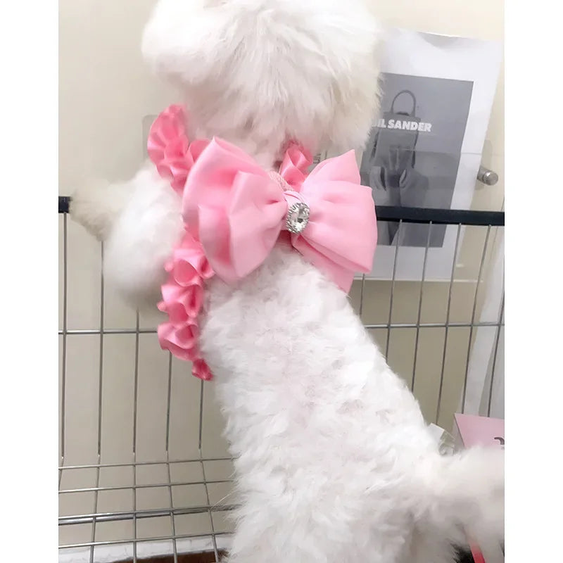 Yorkshire Pink Bow Harness Rope Set