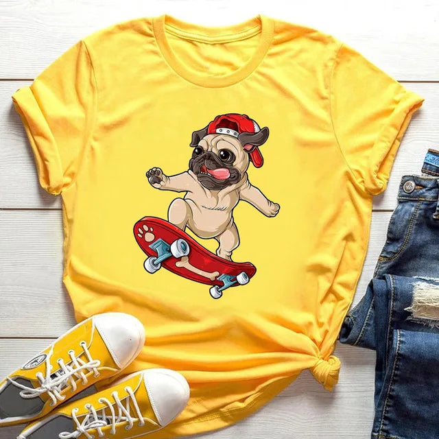New Dog Animal Print T-shirt for Women