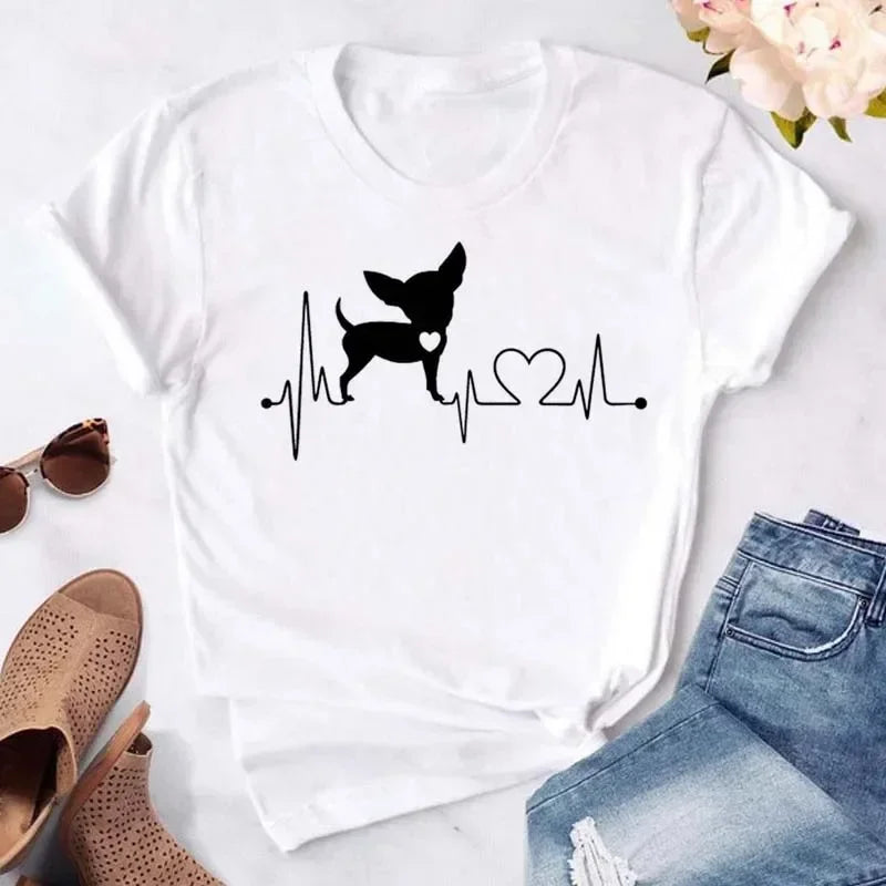 Y2k Dogs Paws Mom Print T-Shirt