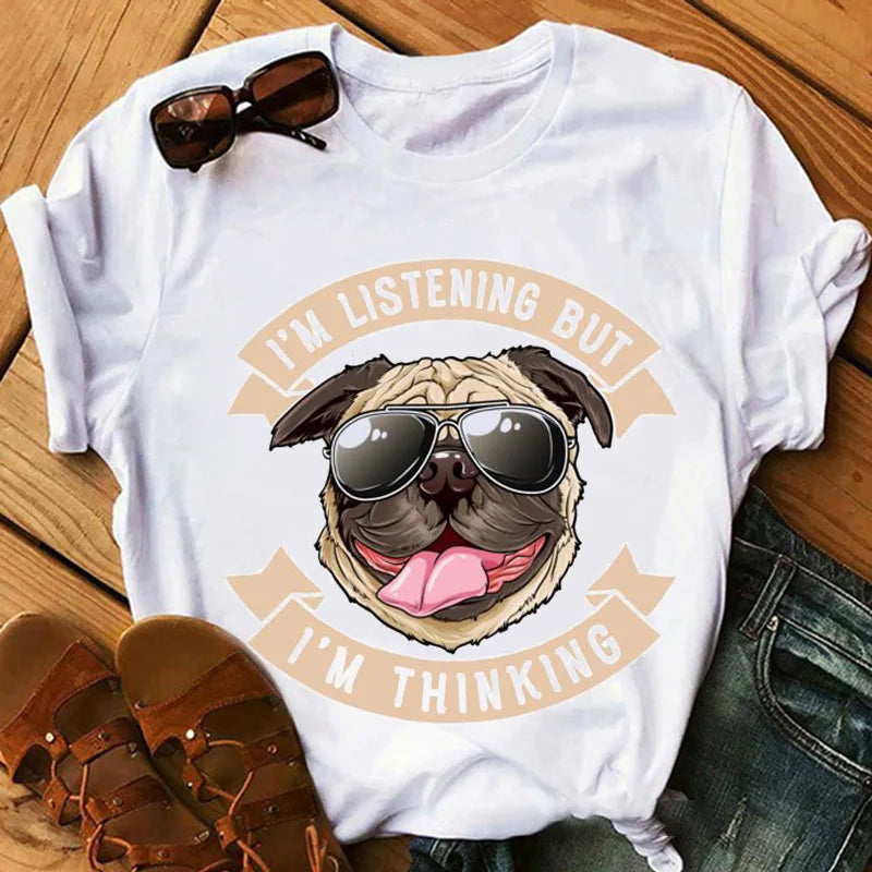 New Dog Animal Print T-shirt for Women