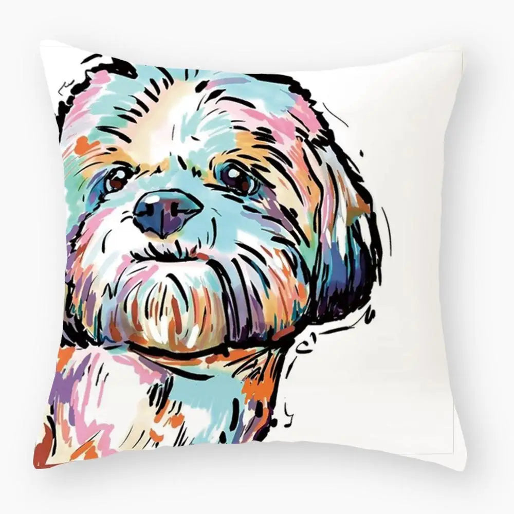 Cute Dog Yorkie Sofa Pillowcase