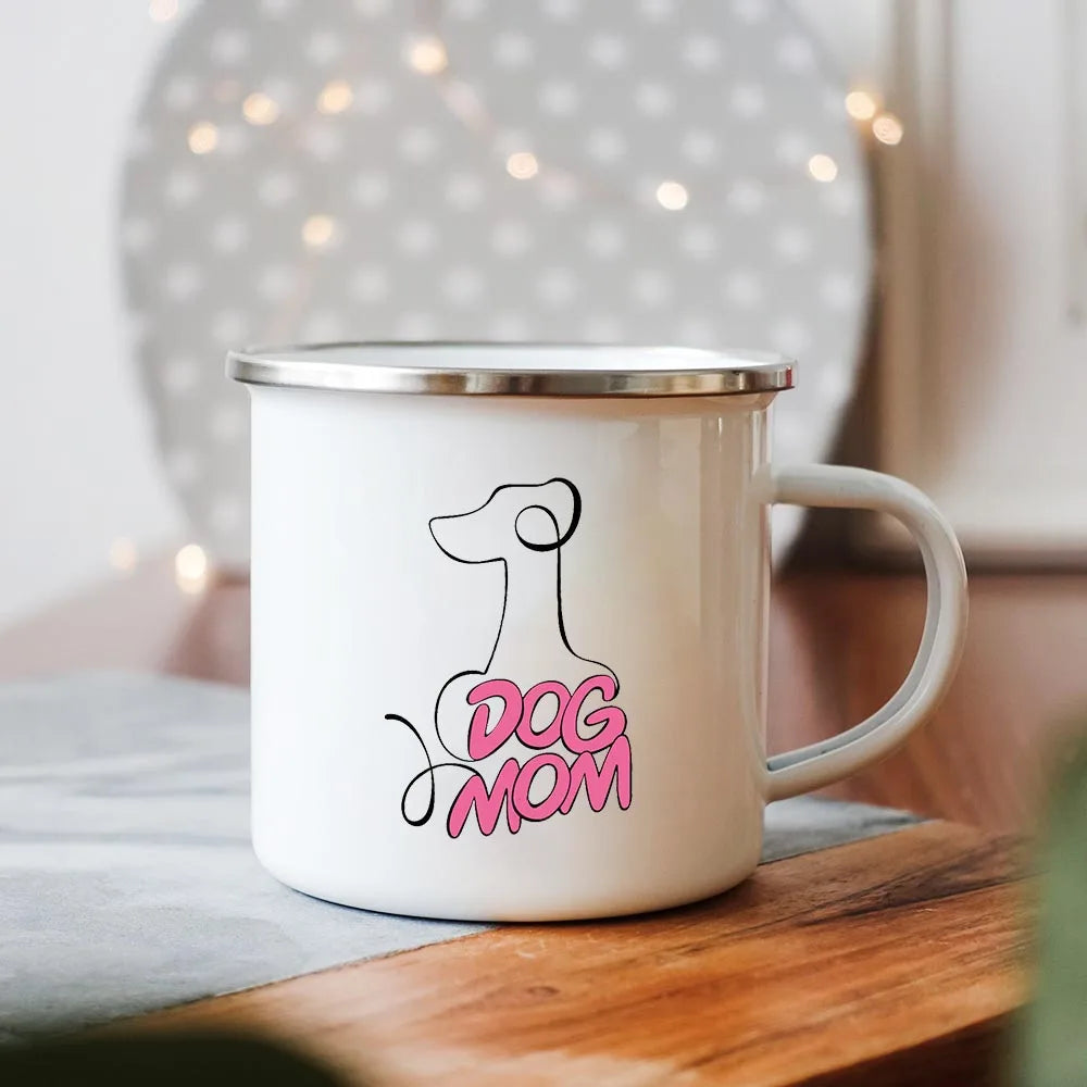 Dog Mom/Dad Print Creative Enamel Handle Mugs