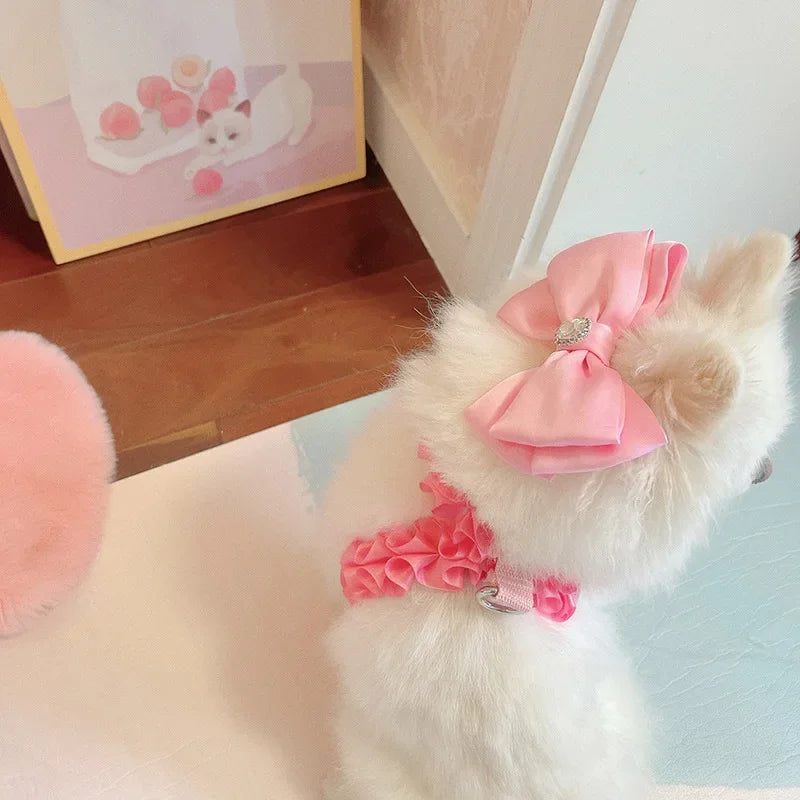 Yorkshire Pink Bow Harness Rope Set