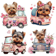 Yorkie Dog in Pink Car Wall Sticker