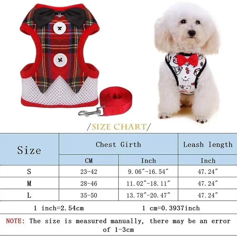 Bowtie Pet Harness Vest with Leash