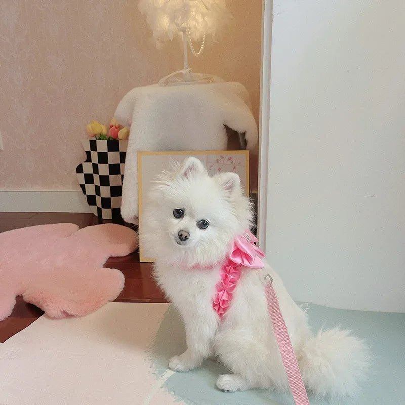 Yorkshire Pink Bow Harness Rope Set