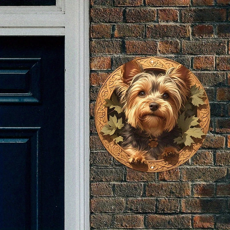 1pc Durable Wooden Pet Waterproof Yorkie Dog Art