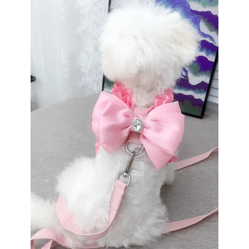 Yorkshire Pink Bow Harness Rope Set