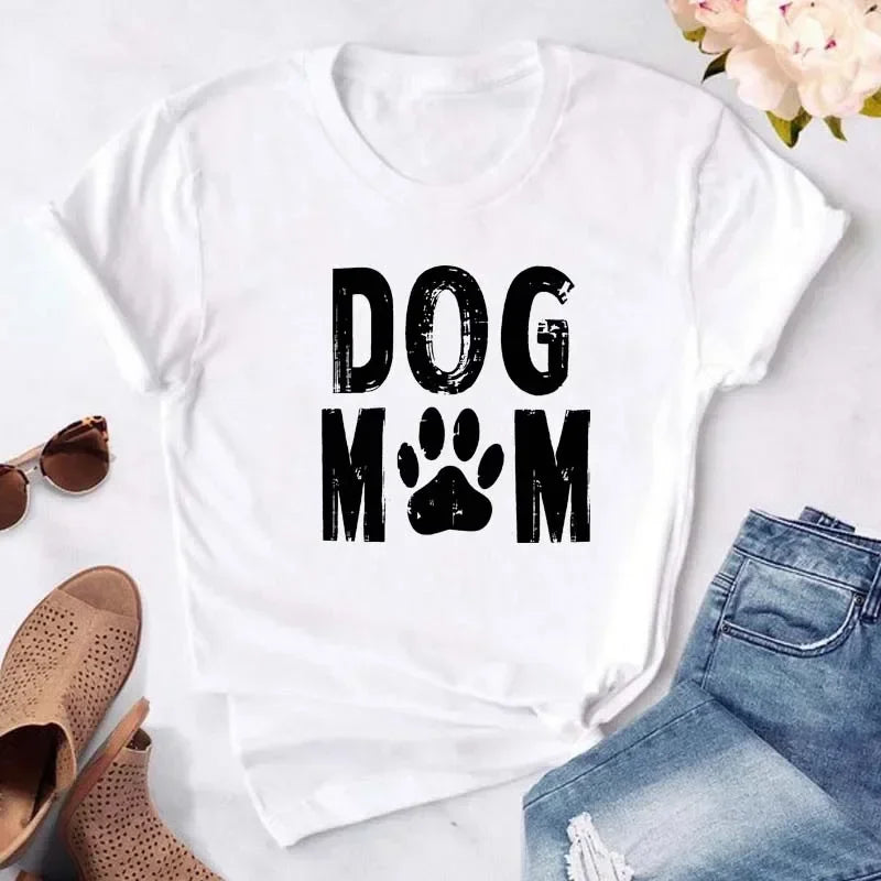 Y2k Dogs Paws Mom Print T-Shirt