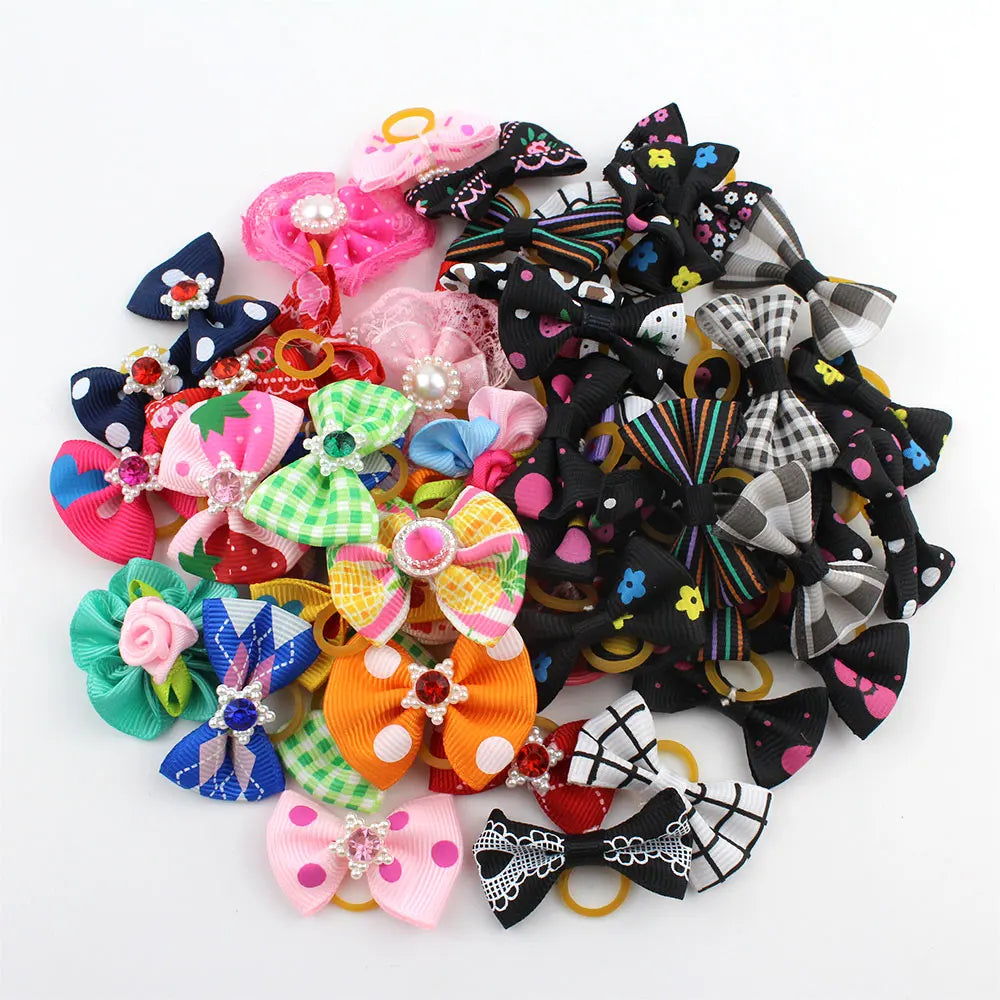 Cute Yorkie Headwear Pet Bows