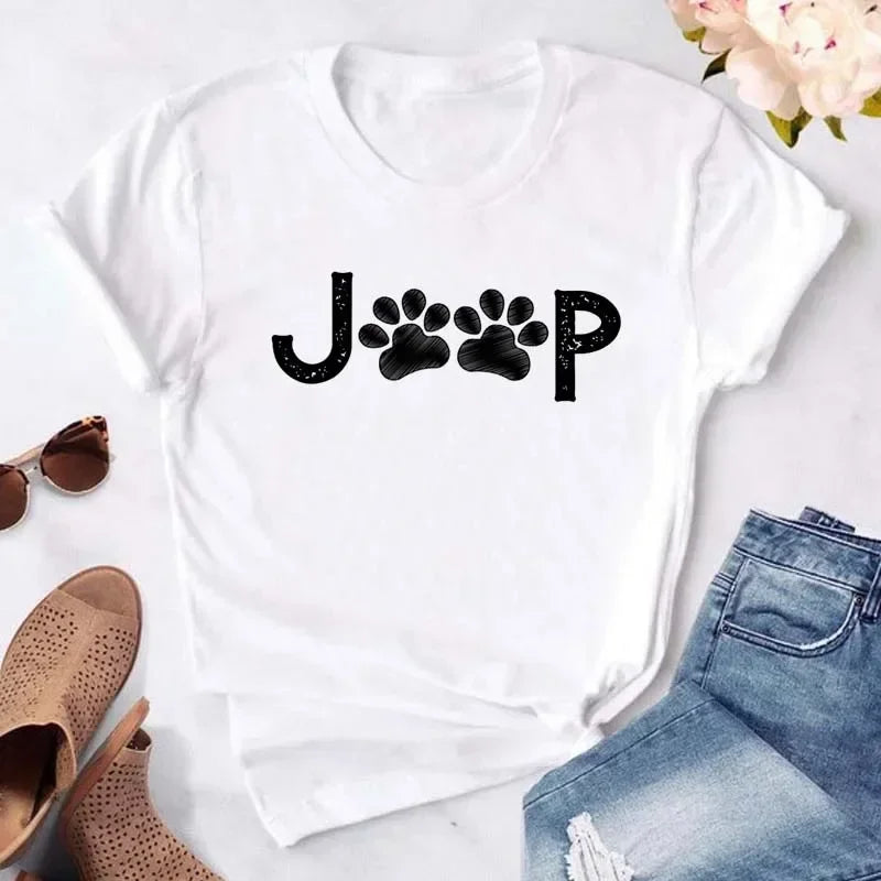 Y2k Dogs Paws Mom Print T-Shirt
