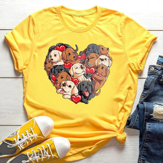 New Dog Animal Print T-shirt for Women
