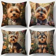Yorkshire Terrier in Floral Garden Pillowcases