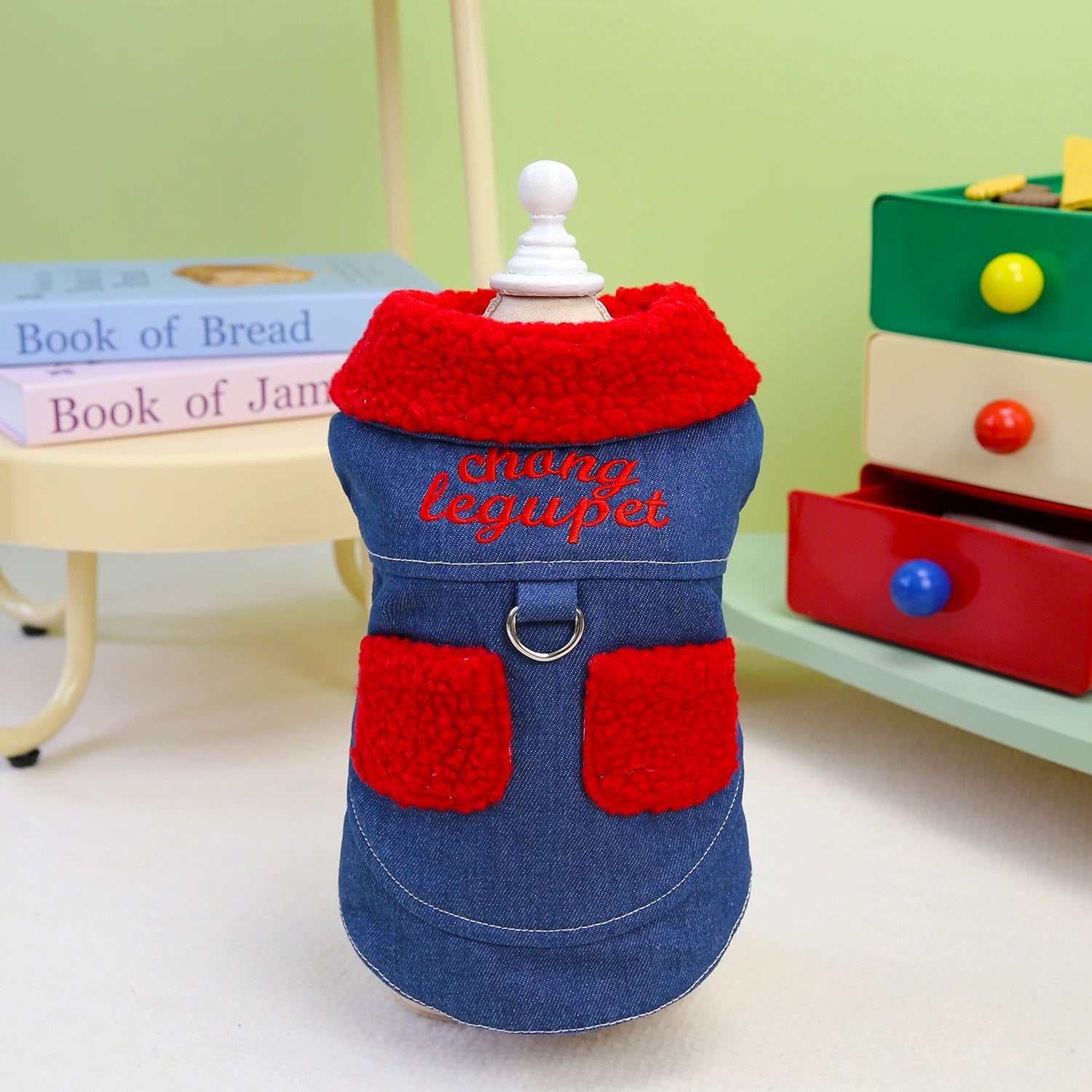Denim Yorkie Pet Dog Jacket Winter Warm Dog Clothes